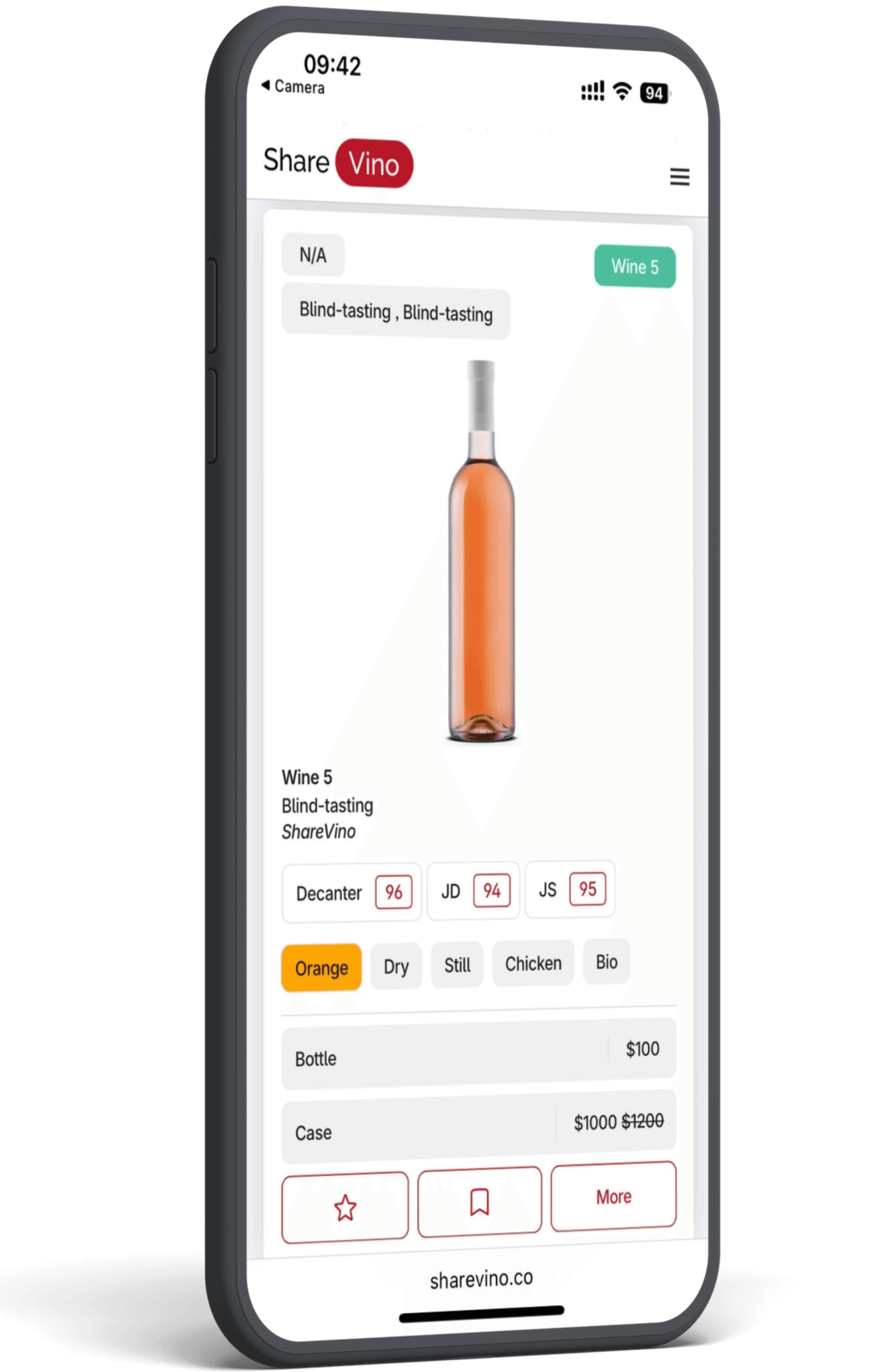 Mobile view of digital QR wine menu with advanced tools such as analytics.